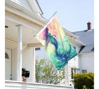 Drapeau de 0,9 x 6,1 m résistant à la décoloration pour l'extérieur - Bannière décorative - Belle queue de sirène - Drapeau de jardin double face avec œillets en laiton - Toile de fond amusante pour