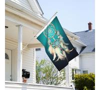 Drapeau de 0,9 x 6,1 m résistant à la décoloration pour l'extérieur - Bannière décorative blanche - Attrape-rêves à plumes - Drapeaux de jardin double face avec œillets en laiton - Toile de fond