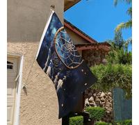 Drapeau de 0,9 x 6,1 m résistant à la décoloration pour l'extérieur - Bannière décorative blanche - Attrape-rêves fantaisie - Drapeaux de jardin double face avec œillets en laiton - Toile de fond