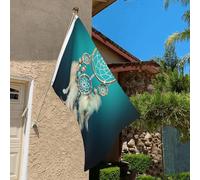 Drapeau de 0,9 x 6,1 m résistant à la décoloration pour l'extérieur - Bannière décorative blanche - Attrape-rêves à plumes - Drapeaux de jardin double face avec œillets en laiton - Toile de fond