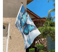 Drapeau de 0,9 x 6,1 m résistant à la décoloration pour l'extérieur - Bannière décorative bleue et nuages - Drapeaux de jardin double face avec œillets en laiton - Toile de fond amusante pour pelouse