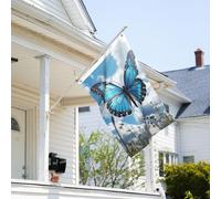 Drapeau de 0,9 x 6,1 m résistant à la décoloration pour l'extérieur - Bannière décorative bleue et nuages - Drapeaux de jardin double face avec œillets en laiton - Toile de fond amusante pour pelouse