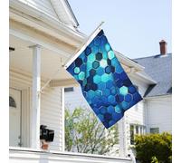 Drapeau de 0,9 x 6,1 m résistant à la décoloration pour l'extérieur - Bannière décorative bleue hexagonale - Drapeau de jardin double face avec œillets en laiton - Toile de fond amusante pour pelouse