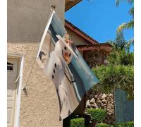 Drapeau de 0,9 x 6,1 m résistant à la décoloration pour l'extérieur - Bannière décorative - Bonhomme de neige sur plage de sable - Drapeaux de jardin double face avec œillets en laiton - Toile de fond