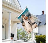 Drapeau de 0,9 x 6,1 m résistant à la décoloration pour l'extérieur - Bannière décorative - Bonhomme de neige sur plage de sable - Drapeaux de jardin double face avec œillets en laiton - Toile de fond