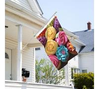 Drapeau de 0,9 x 6,1 m résistant à la décoloration pour l'extérieur - Bannière décorative colorée - Cupcakes arc-en-ciel - Pour gâteau de jardin, maison - Drapeau mural avec œillets en laiton - Toile