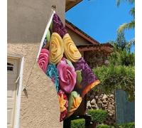 Drapeau de 0,9 x 6,1 m résistant à la décoloration pour l'extérieur - Bannière décorative colorée - Cupcakes arc-en-ciel - Pour gâteau de jardin, maison - Drapeau mural avec œillets en laiton - Toile