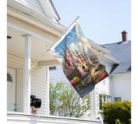 Drapeau de 0,9 x 6,1 m résistant à la décoloration pour l'extérieur - Bannière décorative colorée - Drapeau de jardin double face avec œillets en laiton - Toile de fond amusante pour pelouse, porche