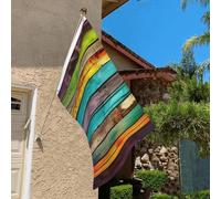 Drapeau de 0,9 x 6,1 m résistant à la décoloration pour l'extérieur - Bannière décorative colorée en bois - Drapeaux de jardin double face avec œillets en laiton - Toile de fond amusante pour pelouse