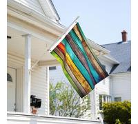 Drapeau de 0,9 x 6,1 m résistant à la décoloration pour l'extérieur - Bannière décorative colorée en bois - Drapeaux de jardin double face avec œillets en laiton - Toile de fond amusante pour pelouse