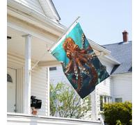Drapeau de 0,9 x 6,1 m résistant à la décoloration pour l'extérieur - Bannière décorative cool - Grande pieuvre - Drapeau de jardin double face avec œillets en laiton - Toile de fond amusante pour