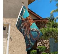Drapeau de 0,9 x 6,1 m résistant à la décoloration pour l'extérieur - Bannière décorative cool - Grande pieuvre - Drapeau de jardin double face avec œillets en laiton - Toile de fond amusante pour