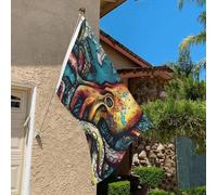 Drapeau de 0,9 x 6,1 m résistant à la décoloration pour l'extérieur - Bannière décorative couleur graffiti pieuvre - Drapeaux de jardin double face avec œillets en laiton - Toile de fond amusante pour