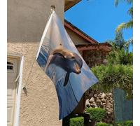 Drapeau de 0,9 x 6,1 m résistant à la décoloration pour l'extérieur - Bannière décorative - Dauphin mignon - Drapeau de jardin double face avec œillets en laiton - Toile de fond amusante pour pelouse