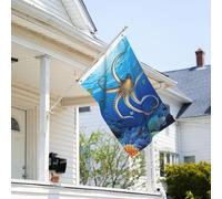 Drapeau de 0,9 x 6,1 m résistant à la décoloration pour l'extérieur - Bannière décorative de biologie marine - Drapeau de jardin double face avec œillets en laiton - Toile de fond amusante pour