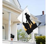 Drapeau de 0,9 x 6,1 m résistant à la décoloration pour l'extérieur - Bannière décorative de cowboy avec silhouette de laser - Drapeaux de jardin double face avec œillets en laiton - Toile de fond