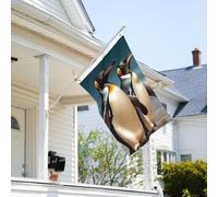 Drapeau de 0,9 x 6,1 m résistant à la décoloration pour l'extérieur - Bannière décorative élégante en forme de pingouin - Drapeau de jardin double face avec œillets en laiton - Toile de fond amusante