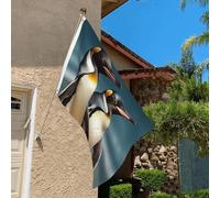Drapeau de 0,9 x 6,1 m résistant à la décoloration pour l'extérieur - Bannière décorative élégante en forme de pingouin - Drapeau de jardin double face avec œillets en laiton - Toile de fond amusante