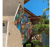 Drapeau de 0,9 x 6,1 m résistant à la décoloration pour l'extérieur - Bannière décorative élégante en paon - Drapeau de jardin double face avec œillets en laiton - Toile de fond amusante pour pelouse