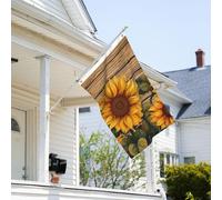 Drapeau de 0,9 x 6,1 m résistant à la décoloration pour l'extérieur - Bannière décorative en bois de tournesol - Drapeau de jardin double face avec œillets en laiton - Toile de fond amusante pour