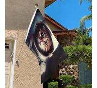 Drapeau de 0,9 x 6,1 m résistant à la décoloration pour l'extérieur - Bannière décorative en forme d'animal, chat, astronaute, drapeau de jardin double face avec œillets en laiton - Toile de fond