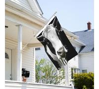 Drapeau de 0,9 x 6,1 m résistant à la décoloration pour l'extérieur - Bannière décorative en forme d'animal amusant - Tête de vache noire et blanche - Drapeau mural double face avec œillets en laiton