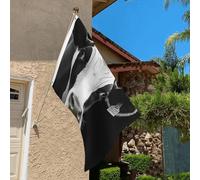 Drapeau de 0,9 x 6,1 m résistant à la décoloration pour l'extérieur - Bannière décorative en forme d'animal amusant - Tête de vache noire et blanche - Drapeau mural double face avec œillets en laiton