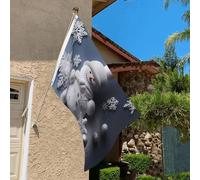 Drapeau de 0,9 x 6,1 m résistant à la décoloration pour l'extérieur - Bannière décorative en forme de bonhomme de neige, étoiles et flocons de neige - Drapeau de jardin double face avec œillets en