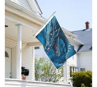 Drapeau de 0,9 x 6,1 m résistant à la décoloration pour l'extérieur - Bannière décorative en forme de dragon bleu froid - Drapeau mural double face avec œillets en laiton - Toile de fond amusante pour