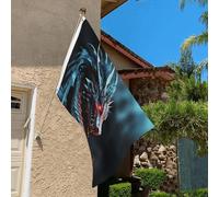 Drapeau de 0,9 x 6,1 m résistant à la décoloration pour l'extérieur - Bannière décorative en forme de dragon - Drapeau mural double face avec œillets en laiton - Toile de fond amusante pour pelouse