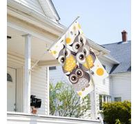 Drapeau de 0,9 x 6,1 m résistant à la décoloration pour l'extérieur - Bannière décorative en forme de hiboux - Joli drapeau de jardin double face avec œillets en laiton - Toile de fond amusante pour
