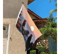 Drapeau de 0,9 x 6,1 m résistant à la décoloration pour l'extérieur - Bannière décorative en forme de poulets d'animaux - Drapeaux de jardin double face avec œillets en laiton - Toile de fond amusante