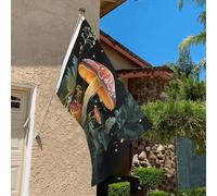 Drapeau de 0,9 x 6,1 m résistant à la décoloration pour l'extérieur - Bannière décorative en forme de papillon et champignon - Drapeau mural double face avec œillets en laiton - Toile de fond amusante