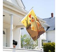 Drapeau de 0,9 x 6,1 m résistant à la décoloration pour l'extérieur - Bannière décorative en forme de poule - Drapeau de jardin double face avec œillets en laiton - Toile de fond amusante pour pelouse