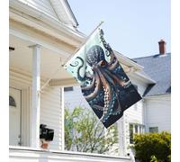 Drapeau de 0,9 x 6,1 m résistant à la décoloration pour l'extérieur - Bannière décorative en forme de pieuvre cool - Drapeau de jardin double face avec œillets en laiton - Toile de fond amusante pour