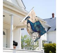 Drapeau de 0,9 x 6,1 m résistant à la décoloration pour l'extérieur - Bannière décorative en forme de paon - Drapeau de jardin floral double face avec œillets en laiton - Toile de fond amusante pour