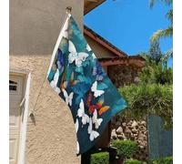 Drapeau de 0,9 x 6,1 m résistant à la décoloration pour l'extérieur - Bannière décorative en forme de papillons, drapeaux de jardin, drapeau mural double face avec œillets en laiton - Toile de fond