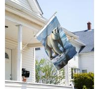 Drapeau de 0,9 x 6,1 m résistant à la décoloration pour l'extérieur - Bannière décorative en forme d'ours polaire - Drapeau de jardin glacé double face avec œillets en laiton - Toile de fond amusante