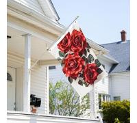 Drapeau de 0,9 x 6,1 m résistant à la décoloration pour l'extérieur - Bannière décorative en grappe de roses rouges - Drapeaux de jardin double face avec œillets en laiton - Toile de fond amusante