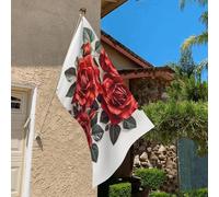 Drapeau de 0,9 x 6,1 m résistant à la décoloration pour l'extérieur - Bannière décorative en grappe de roses rouges - Drapeaux de jardin double face avec œillets en laiton - Toile de fond amusante