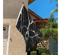 Drapeau de 0,9 x 6,1 m résistant à la décoloration pour l'extérieur - Bannière décorative en marbre noir et blanc - Drapeau de jardin double face avec œillets en laiton - Toile de fond amusante pour