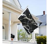 Drapeau de 0,9 x 6,1 m résistant à la décoloration pour l'extérieur - Bannière décorative en marbre noir et blanc - Drapeau de jardin double face avec œillets en laiton - Toile de fond amusante pour