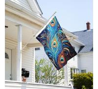 Drapeau de 0,9 x 6,1 m résistant à la décoloration pour l'extérieur - Bannière décorative en plumes de paon - Drapeaux de jardin double face avec œillets en laiton - Toile de fond amusante pour