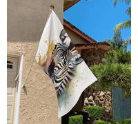 Drapeau de 0,9 x 6,1 m résistant à la décoloration pour l'extérieur - Bannière décorative - Joli zèbre aquarelle - Drapeaux de jardin double face avec œillets en laiton - Toile de fond amusante pour