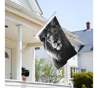 Drapeau de 0,9 x 6,1 m résistant à la décoloration pour l'extérieur - Bannière décorative - Lion africain noir et blanc - Drapeau de jardin double face avec œillets en laiton - Toile de fond amusante