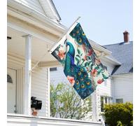 Drapeau de 0,9 x 6,1 m résistant à la décoloration pour l'extérieur - Bannière décorative - Magnifiques fleurs de paon - Drapeaux de jardin double face avec œillets en laiton - Toile de fond amusante