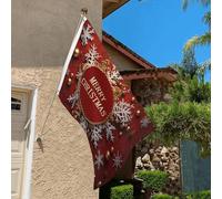 Drapeau de 0,9 x 6,1 m résistant à la décoloration pour l'extérieur - Bannière décorative « Merry Christmas too » - Drapeaux de jardin double face avec œillets en laiton - Toile de fond amusante pour