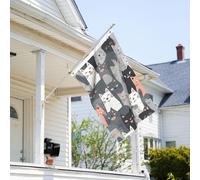 Drapeau de 0,9 x 6,1 m résistant à la décoloration pour l'extérieur - Bannière décorative mignonne et amusante - Motif chat gris - Drapeau de jardin double face avec œillets en laiton - Toile de fond