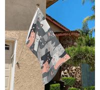 Drapeau de 0,9 x 6,1 m résistant à la décoloration pour l'extérieur - Bannière décorative mignonne et amusante - Motif chat gris - Drapeau de jardin double face avec œillets en laiton - Toile de fond