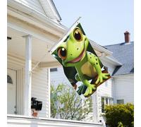 Drapeau de 0,9 x 6,1 m résistant à la décoloration pour l'extérieur - Bannière décorative mignonne grenouille - Drapeaux de jardin double face avec œillets en laiton - Toile de fond amusante pour